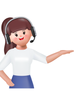 Personagem feminino em 3d utilizando headphone, com expressão simpática